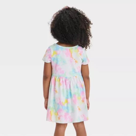 Cat & Jack NWT Toddler Girls' Short Sleeve Dress Tie Dye with Bloomer Pants 18M - Picture 2 of 7